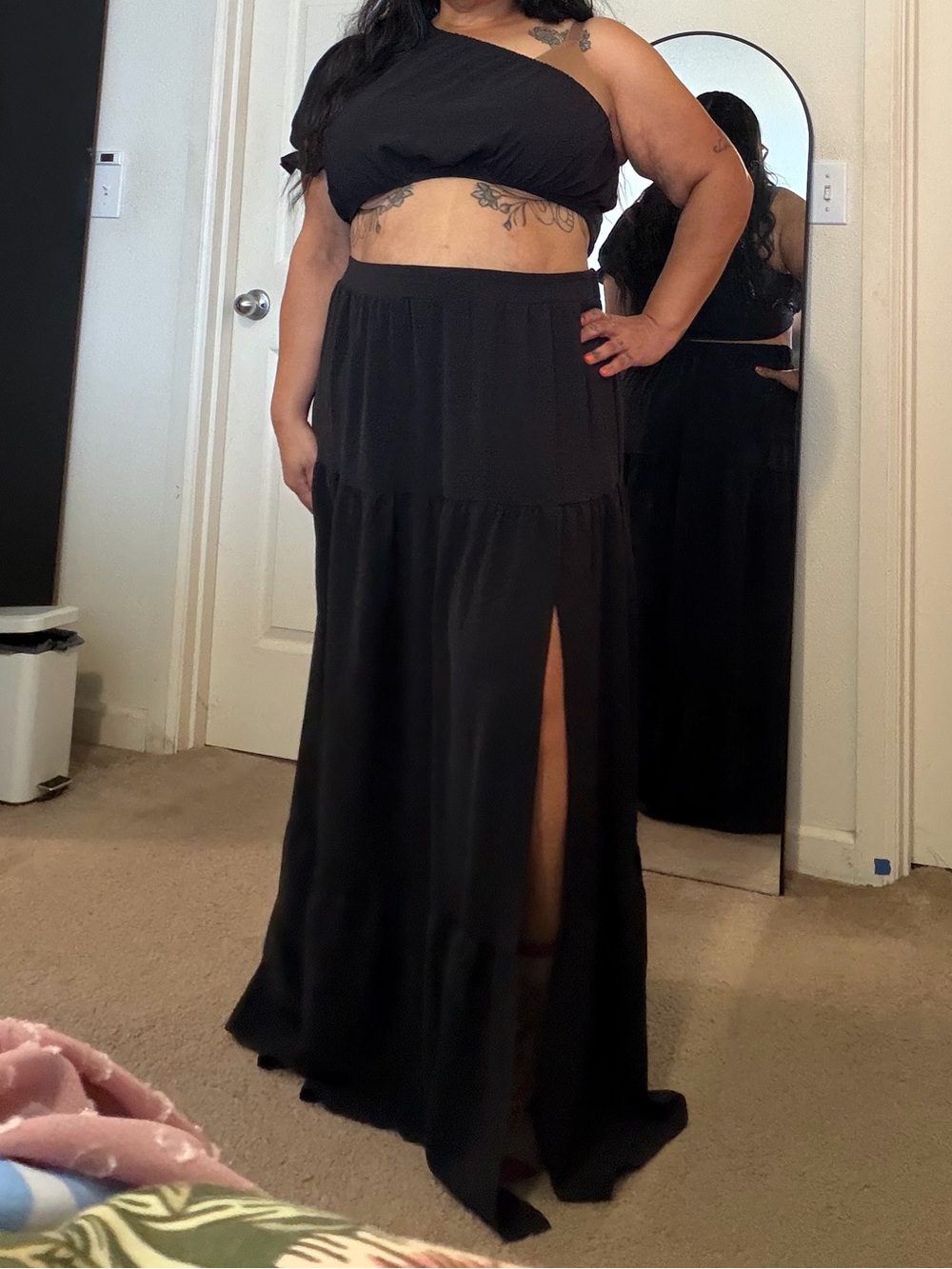 SHEIN Curve 2-piece Black Skirt and matching shirt